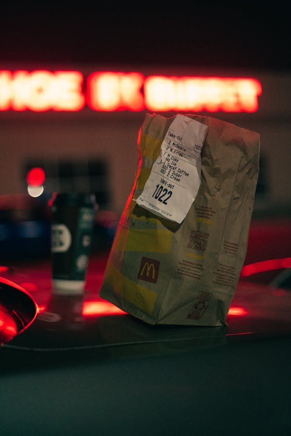 A takeaway food parcel from the restaurant chain McDonald's